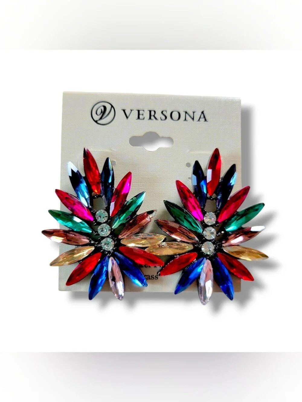 Versona | NWOT Pretty Rainbow Crystal Floral Burst Stud Earrings